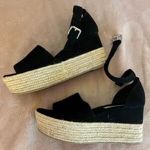 Black Espadrille Wedge Sandals